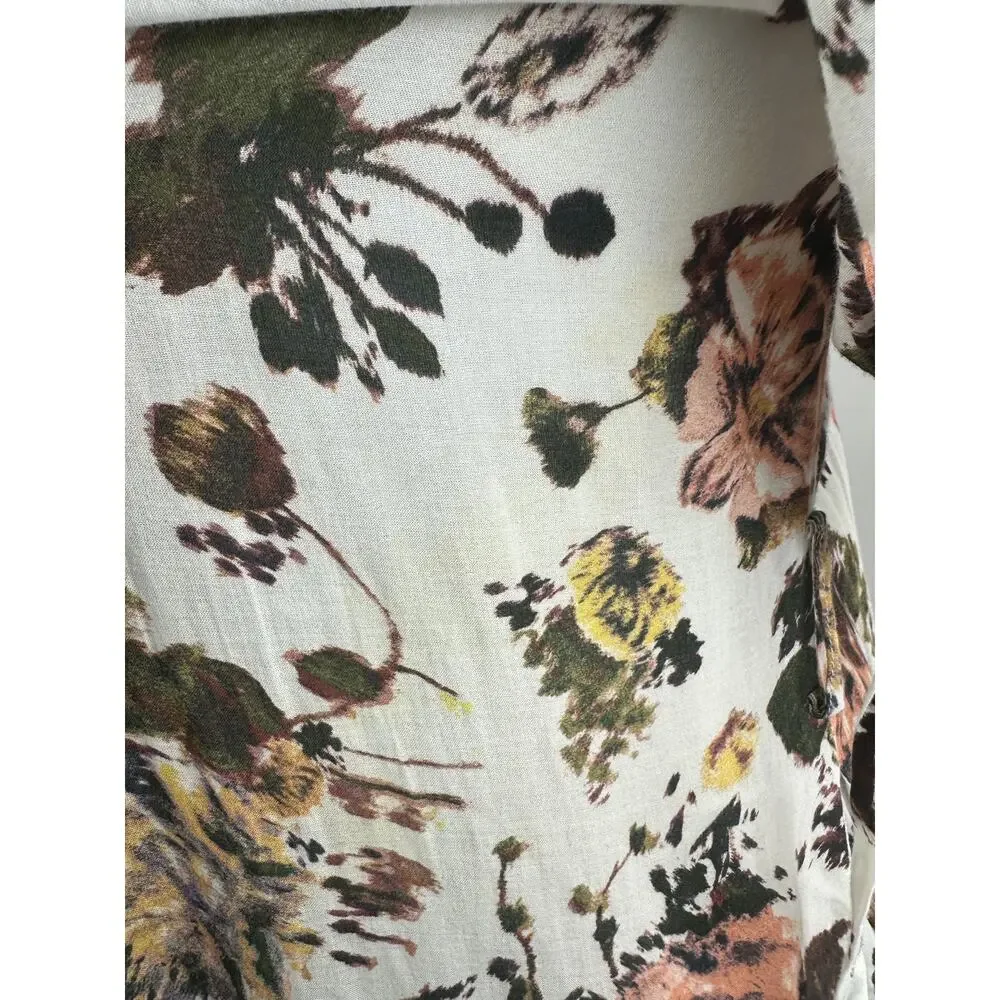 *Flawed Ulla Johnson Selena Cover Up Maxi Dress Small S Floral Tie Neck NO BELT - Picture 12 of 16
